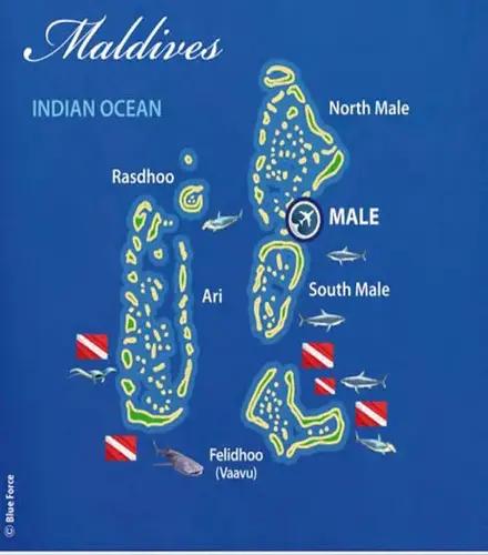 Carte des atolls du Gran Central Tour, Maldives